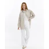 Turkishsouq Dames Dubbel Crêpe Grassteek Detailed Met zakken Palazzo-broek Wit
