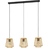 Eglo 43853 Hykeham Hanglamp Staal Zwart/Hout Natuur - 3 x E27