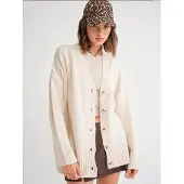 MixRay Geknoopte V-hals Geribbelde Brei Cardigan