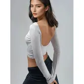Busem Slim Fit Cropped Blouse met Rug Cut-Out