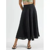 Busem Hoge Taille Textuur A-Lijn Maxi Rok