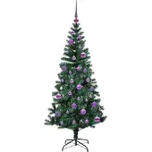 vidaXL Kunststof Voorverlichte Kerstboom Groen 150 cm PVC en Metalen