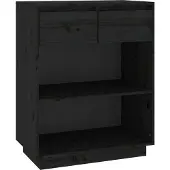 vidaXL Wandkast 60x34x75 cm massief grenenhout zwart