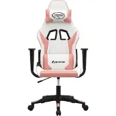 vidaXL Gamingstoel, wit en roze, kunstleer