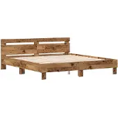 vidaXL Bedframe Oudhout 203 x 185 x 70 cm Bewerkt hout