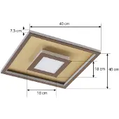 LINDBY LED-plafondlamp Pekela, dimbaar, bruin / roest, Woon-/ Eetkamer, Aluminium, Modern, LED plafondlamp