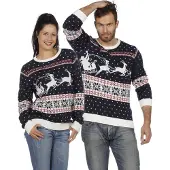 Coppens Kersttrui blauw met slee - 100% acryl - Carnavalskleding heren | Maat Xl |