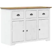 vidaXL Hoge kast BODO 115,5x43x200,5 cm grenenhout wit en bruin