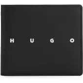 HUGO Leren openklapbare portemonnee met contrastlogo