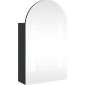 vidaXL Badkamerkast met spiegel en LED gebogen 42x13x70 cm zwart