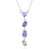 Cavill - Zilveren Halsketting 18K Platina Verguld - Onverhitte Tanzaniet 2,15 ct - Hartvormige Hanger - Elegant Ovaal Briljant Slijpsel