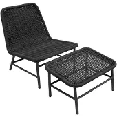 Sweeek - Relaxfauteuil met voetenbank van aluminium en koorden - laguna