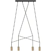 Lyora 4-lichts hanglamp Imbria zwart met goud
