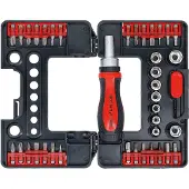 Bgs Bit/dopsleutelset met rateldraaihendel voor bits, omkeerbaar 38 stuks.