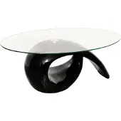 vidaXL Salontafel met ovaal glazen tafelblad hoogglans zwart