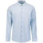 No-excess Overhemd Cotton Linen Stripes Blauw