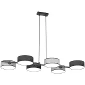 Emibig Hanglamp DRUMZ, zwart-grijs, 6x E14, 15W, stoffen kap, afmetingen: 120x100x46 cm, IP20,