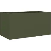 vidaXL Plantenbak 62x30x29 cm staal olijfgroen