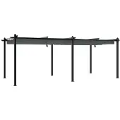 vidaXL Tuinpaviljoen met uitschuifbaar dak, antraciet, 3x6 meter, aluminium