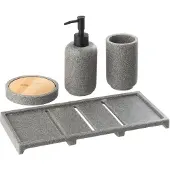 J-Line zeepdispenser On Tray - polyresin - donkergrijs/naturel