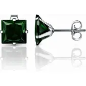 LGT JWLS Classic Stud Oorbellen Vierkant - Groen Zilver-6mm