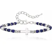 LGT JWLS Stalen Kralenarmband Kruis Lapis Lazuli