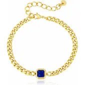 Mendes Stalen Schakelarmband Goudkleurig Lapis Lazuli