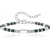 LGT JWLS Stalen Kralenarmband Groen Met Balkje