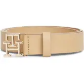 Tommy Hilfiger Riem 'TH Monogram Plaque Buckle' beige