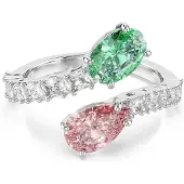 Swarovski Ring groen / rosa / zilver