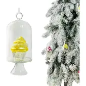 Inspiruj - Kerstbal - Gele Cupcake in Glas - 14 cm