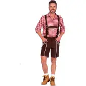 Coppens Lederhose kort bruin - Polyester - Carnavalskleding heren grote maten | Maat S
