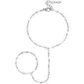 Yehwang Hand chain met chunky ketting - zilveren kleur