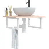 vidaXL Badkamer wandschap staal en massief eikenhout
