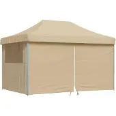 vidaXL Partytent, inklapbaar, pop-up model, met 4 zijpanelen, beige