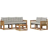 vidaXL Buiten bank set 6 st Naturel en lichtgrijs