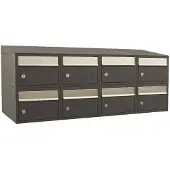 Allux Systeembrievenbus Brickset 4-Breed, 2-Hoog Met Dak Antraciet
