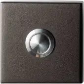 GPF bouwbeslag Beldrukker vierkant 50x50x8mm met RVS button Dark blend