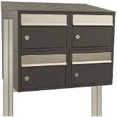 Allux Systeembrievenbus Brickset 2-Breed, 2-Hoog Met Dak Op Statief Antraciet