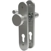 Nemef 3253 FP Ls Beslag kortschild afgerond | D kruk-knop | beslagset | geveerd | krukstift 8mm | F1 aluminium | PC72-PC72 | draairichting links - 9325306722