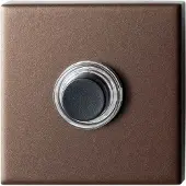 GPF bouwbeslag Beldrukker vierkant 50x50x8 mm met zwarte button Bronze blend