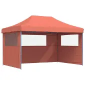 vidaXL Partytent inklapbaar pop-up met 3 zijwanden terracottakleurig