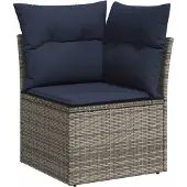 vidaXL 11-delige loungeset voor de tuin met kussens, grijs, kunststof vlechtwerk