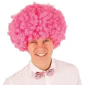 Faram Pruik krullenbol groot roze