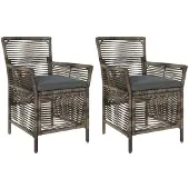 vidaXL Buitenzit met kussen 2 pcs Grijs en Donkergrijs poly rattan