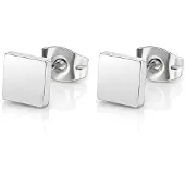 Cilla Jewels Dames Oorbellen Knoppen Zilverkleurig Vierkant Edelstaal-8mm