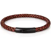 LGT JWLS LGT Jewels leren armband Stalen sluiting Bruin Zwart-19cm