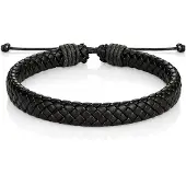 LGT JWLS Leren armband Heren Zwart Verstelbaar Gevlochten leer