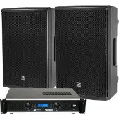 Power Dynamics complete geluidsinstallatie met PD415P speakers en PDA-B1000 versterker