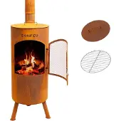Bonfeu tuinkachels, model BONTINO, Cortenstaal - Ø 35 cm x H 164 cm
